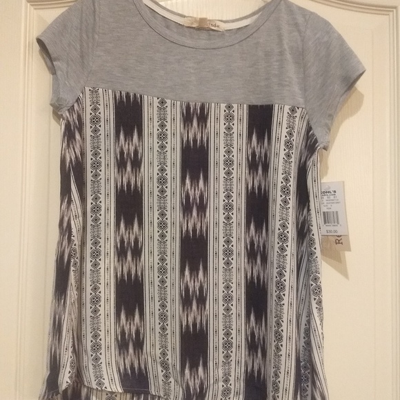 Rewind Tops - NWT gray mixed media blouse